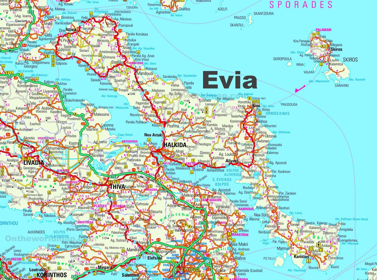kaart Evia Griekenland