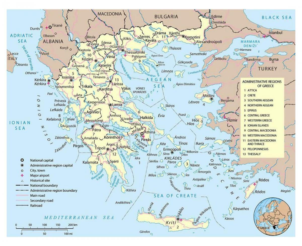 kaart van Griekenland luchthavens