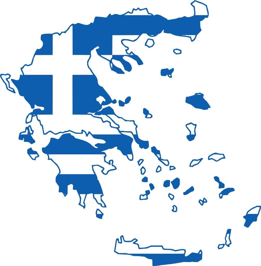 Griekenland vlag van de kaart