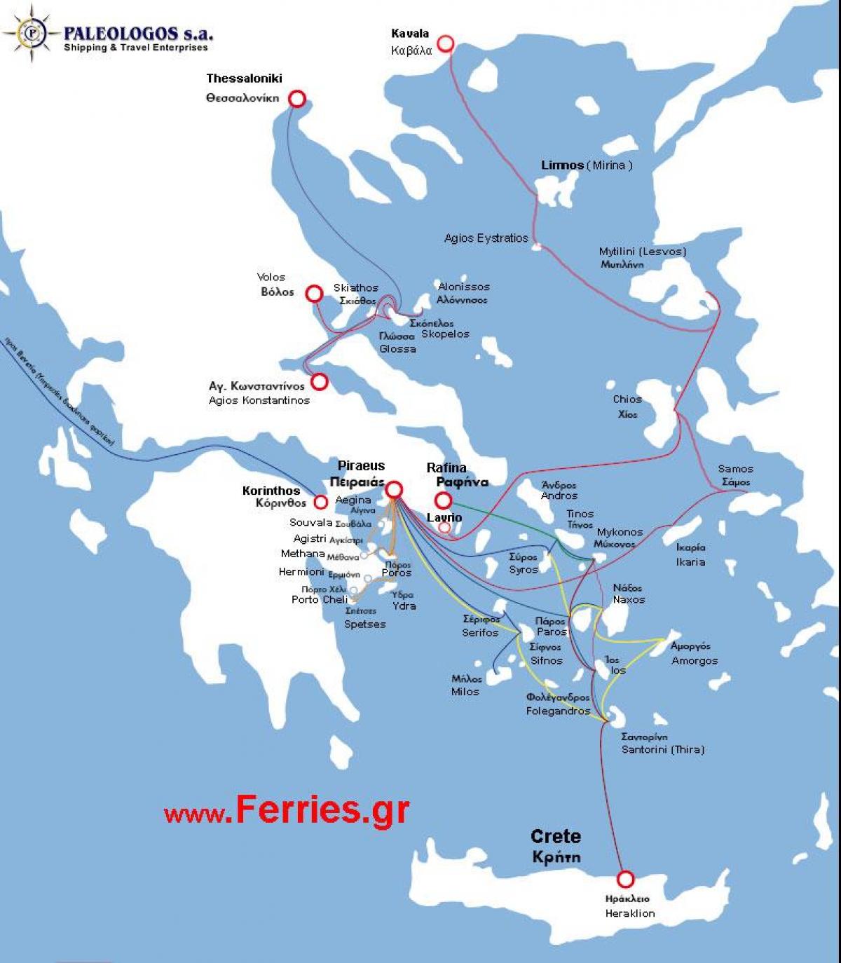 Griekenland ferry kaart