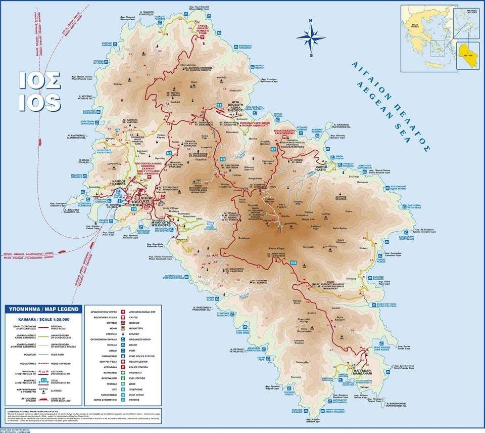 kaart van ios Griekenland
