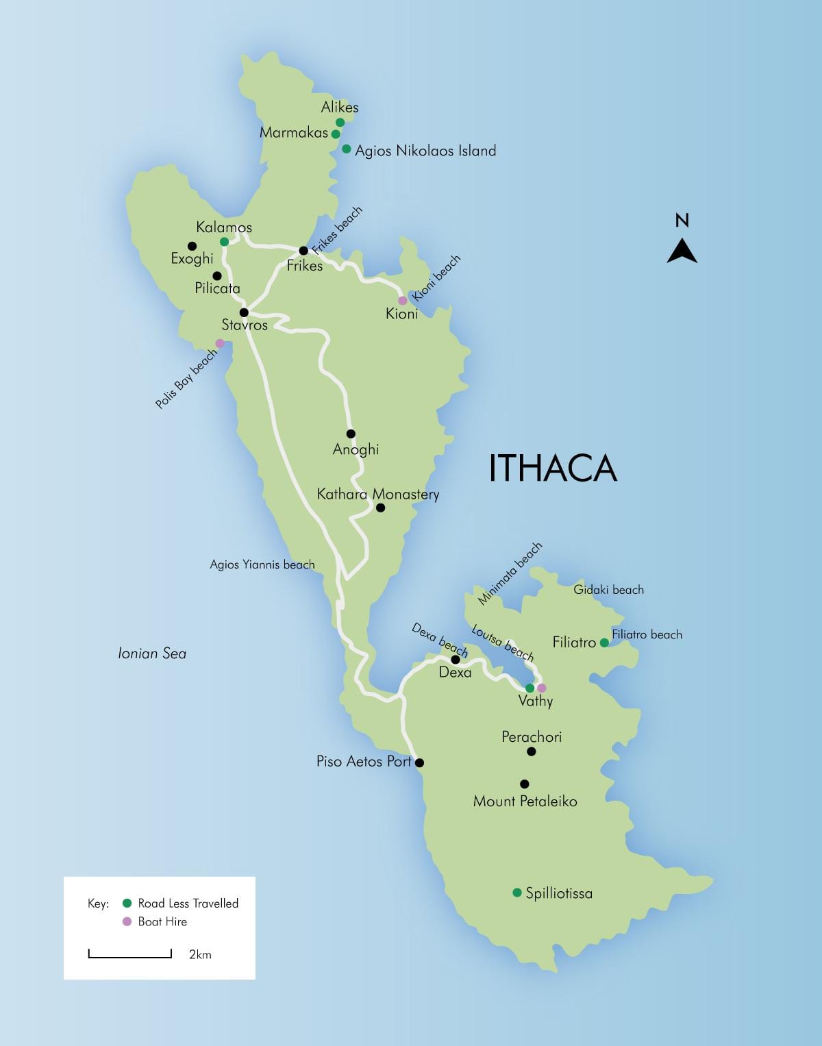 kaart van Ithaca Griekenland