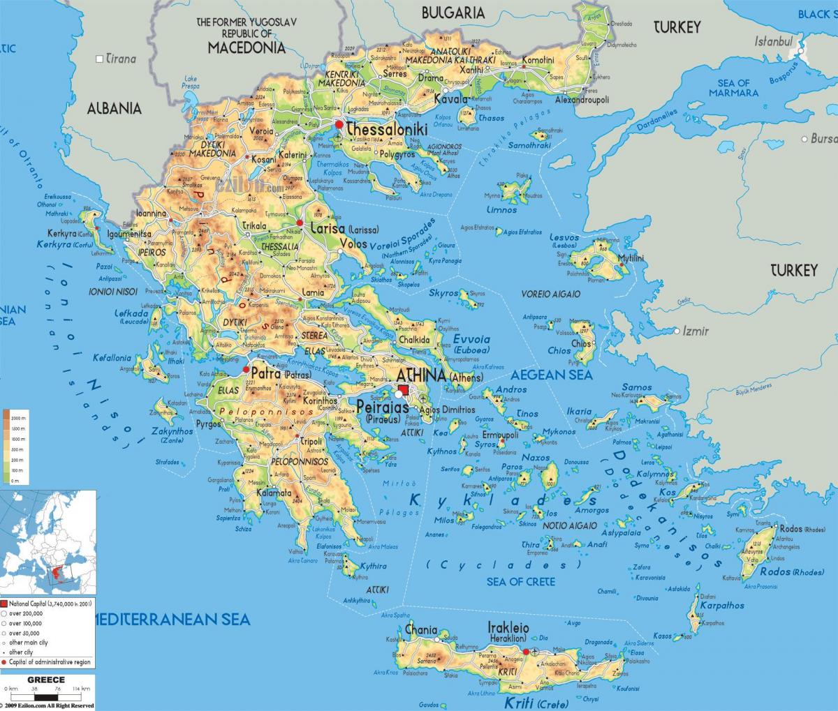 Griekenland locatie op de kaart