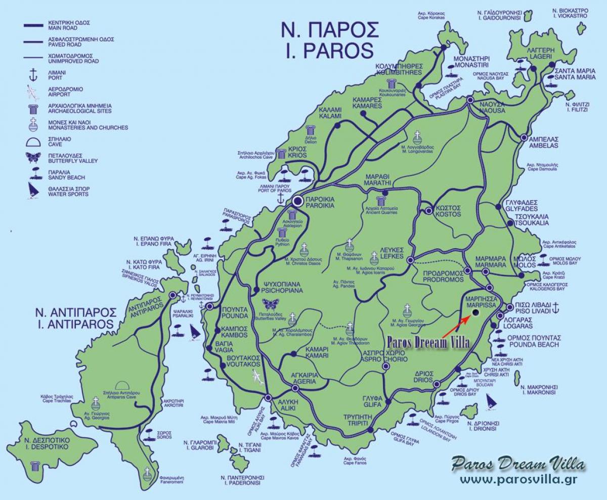 Paros Griekenland kaart - Kaart Paros Griekenland (Zuid-Europa - Europa)