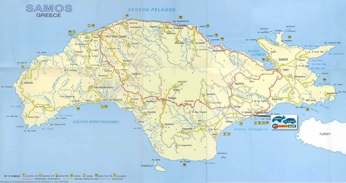 kaart Samos Griekenland