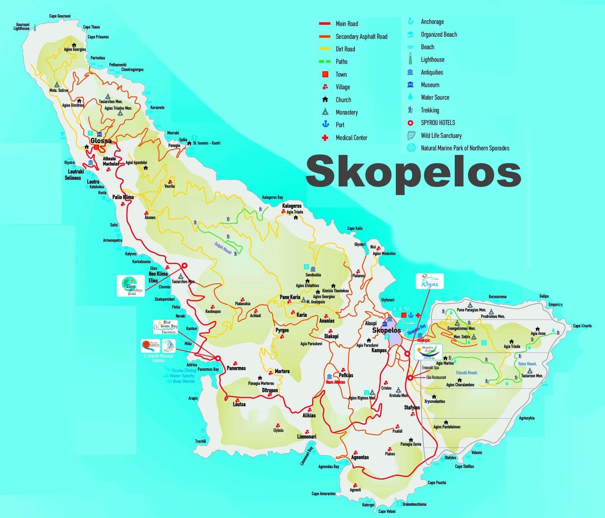 Skopelos kaart griekse eilanden