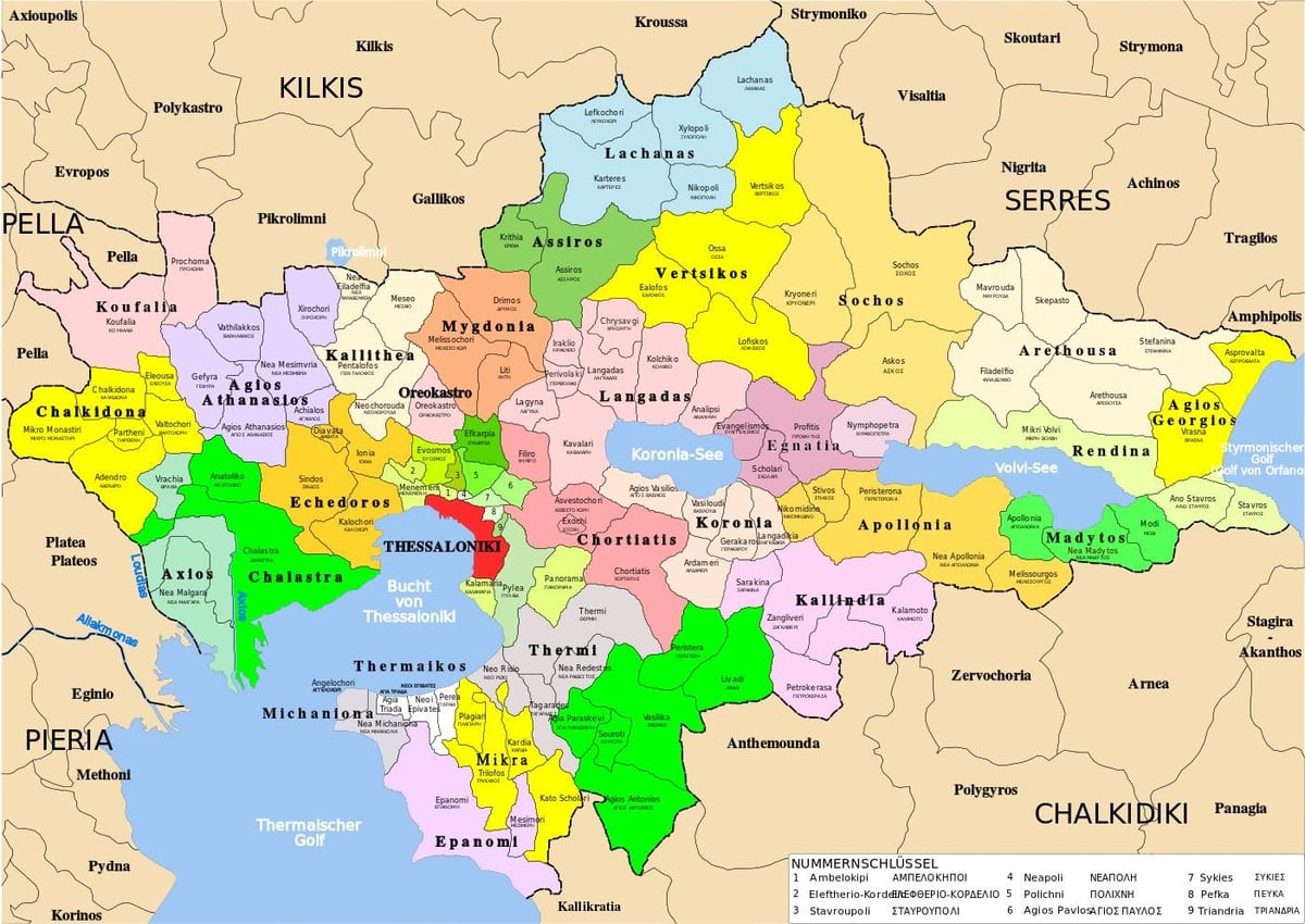 kaart van Thessaloniki Griekenland