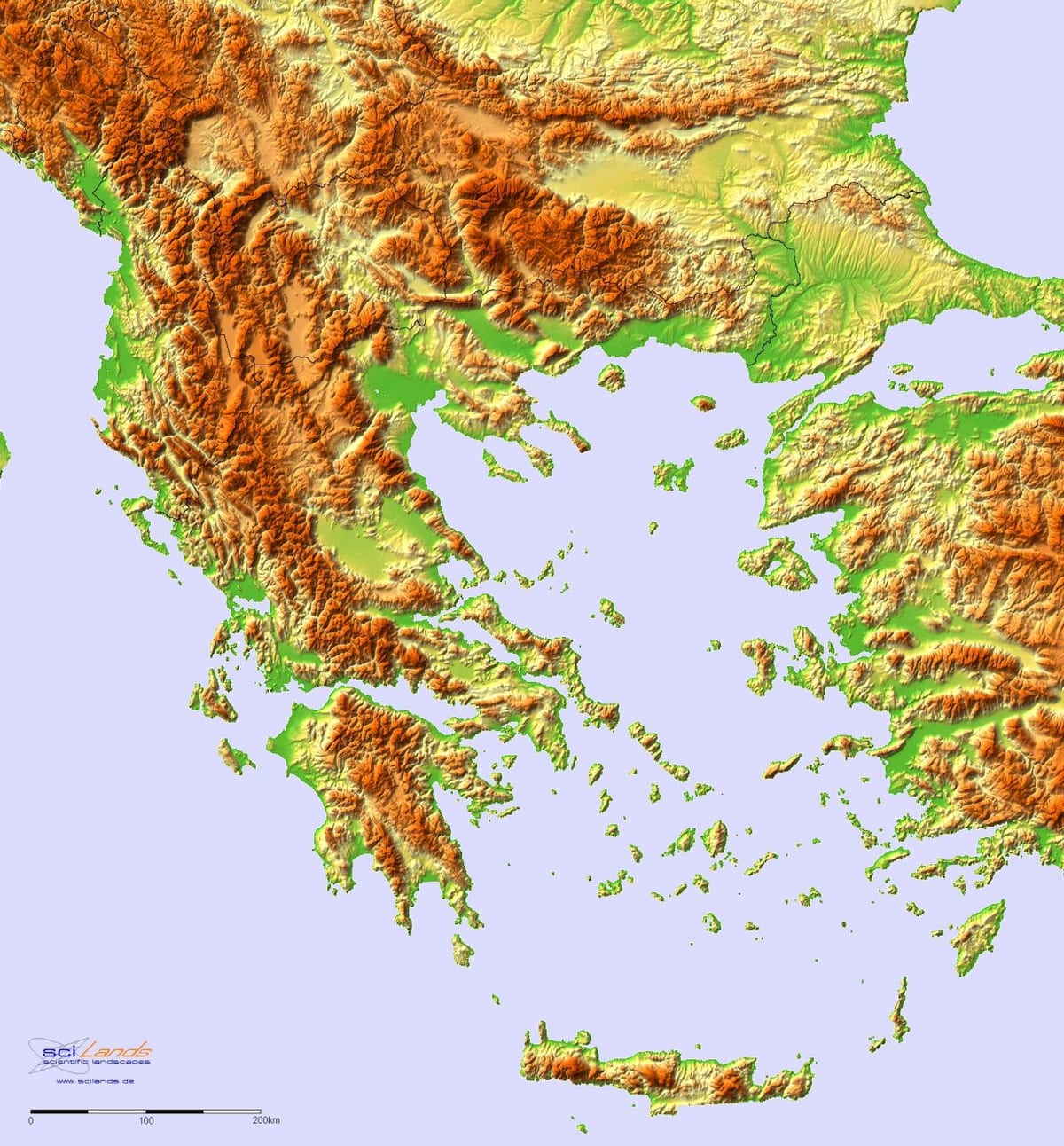 topografische kaart van Griekenland