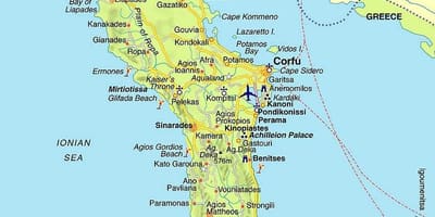 Kaart van Corfu Griekenland