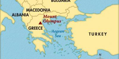 Kaart van de berg Olympus in Griekenland