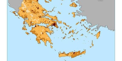 Bevolkingsdichtheid kaart van Griekenland