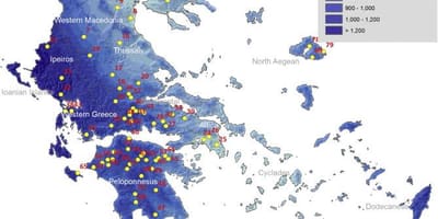 Hellas regen kaart