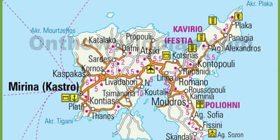 Lemnos kaart Griekenland