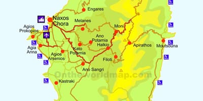 Kaart Naxos Griekenland