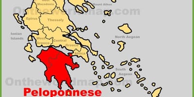 Kaart van de Peloponnesos-Griekenland